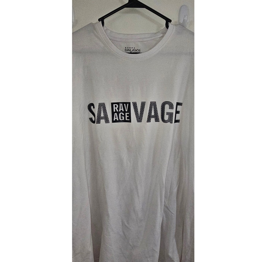 Galaxy‎ by Harvic Mens Savage Graphic T-Shirt White Crew Neck 4XL Streetwear Tee - Picture 3 of 5